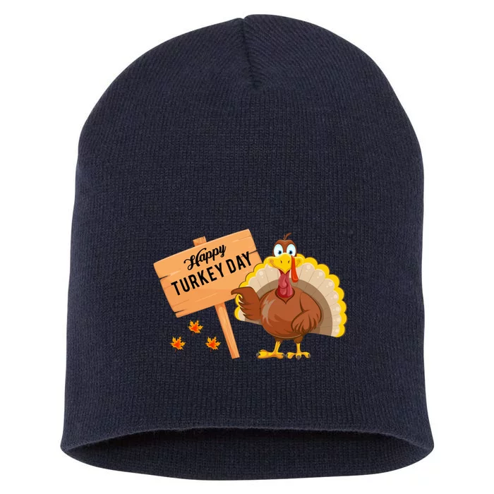 Happy Turkey Day Funny Thanksgiving Family Graphic Short Acrylic Beanie