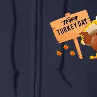 Happy Turkey Day Funny Thanksgiving Family Graphic Full Zip Hoodie