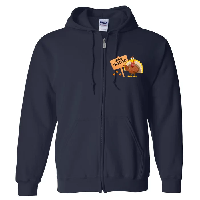 Happy Turkey Day Funny Thanksgiving Family Graphic Full Zip Hoodie