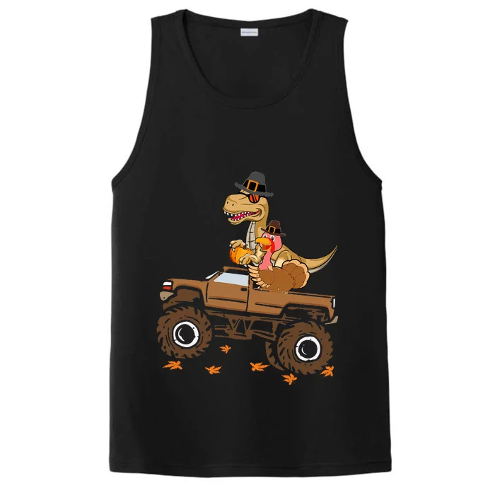 Happy Thanksgiving dinosaur Turkey Riding truck Performance Tank