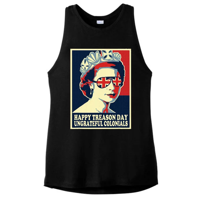 Happy Treason Day 4th Of July British Colonials Flag Ladies Tri-Blend Wicking Tank