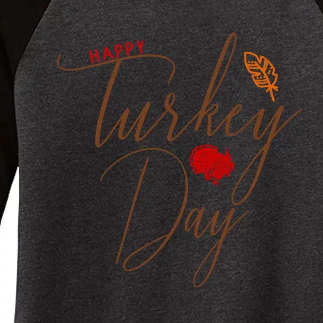 Happy Turkey Day Women's Tri-Blend 3/4-Sleeve Raglan Shirt