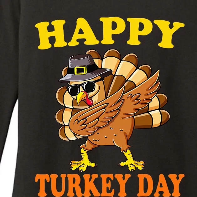 Happy Turkey Day  Cute Little Pilgrim Gift Thanksgiving Womens CVC Long Sleeve Shirt