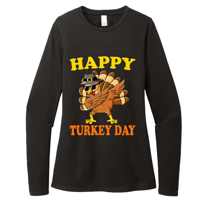 Happy Turkey Day  Cute Little Pilgrim Gift Thanksgiving Womens CVC Long Sleeve Shirt