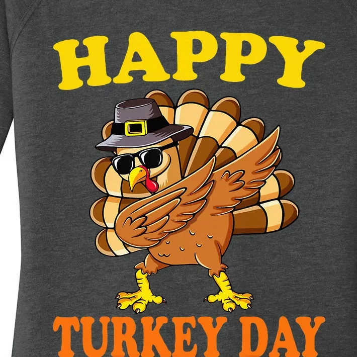 Happy Turkey Day  Cute Little Pilgrim Gift Thanksgiving Women's Perfect Tri Tunic Long Sleeve Shirt