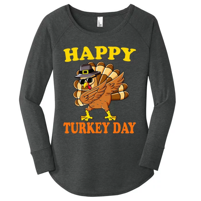 Happy Turkey Day  Cute Little Pilgrim Gift Thanksgiving Women's Perfect Tri Tunic Long Sleeve Shirt