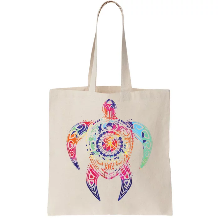 Hippie Tie Dye Psychedelic Sea Turtle Tribal Tee Tote Bag