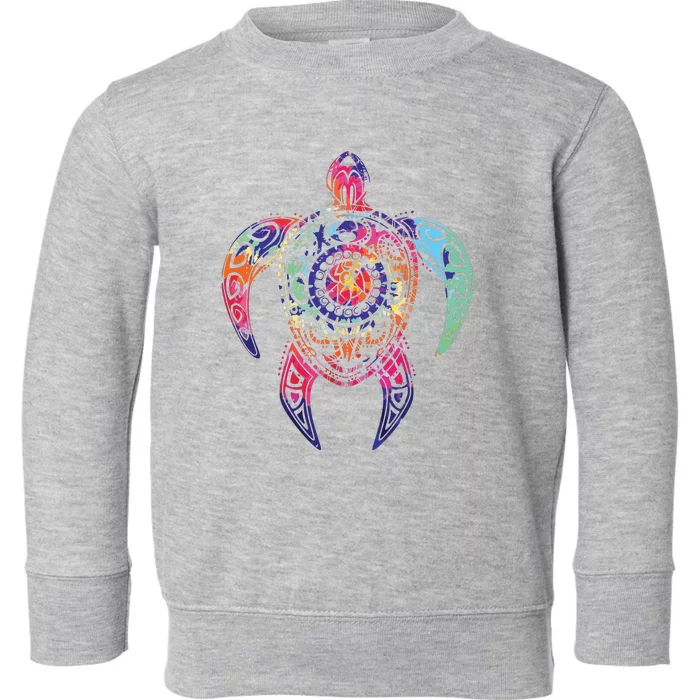 Hippie Tie Dye Psychedelic Sea Turtle Tribal Tee Toddler Sweatshirt