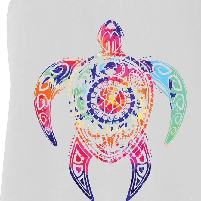 Hippie Tie Dye Psychedelic Sea Turtle Tribal Tee Women's Racerback Tank