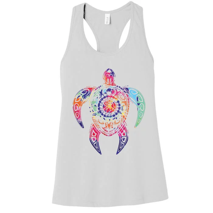 Hippie Tie Dye Psychedelic Sea Turtle Tribal Tee Women's Racerback Tank