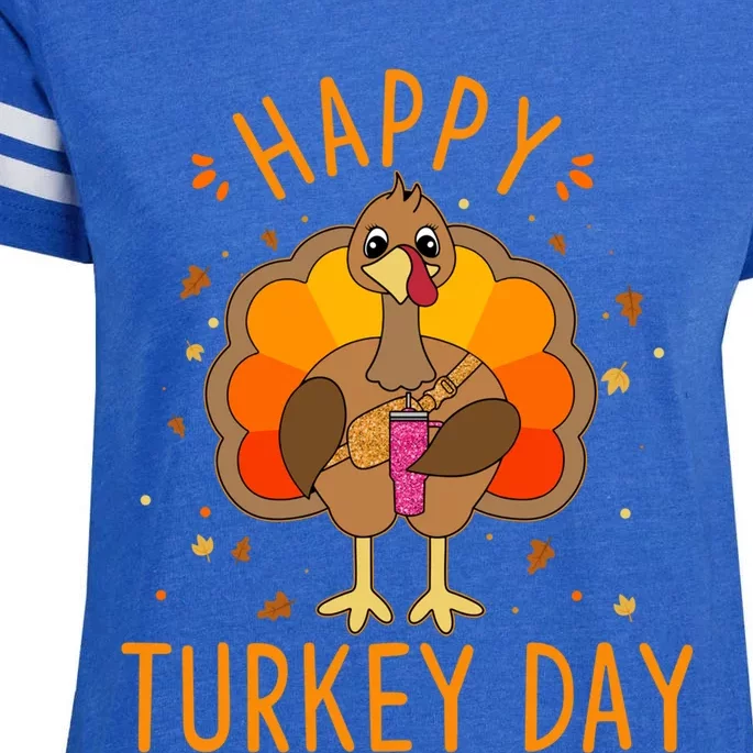 Happy Turkey Day Cute Turkey Gift Thanksgiving Meaningful Gift Enza Ladies Jersey Football T-Shirt