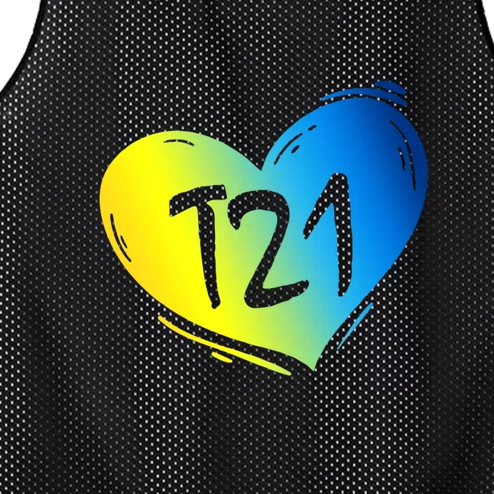 Heart T21 Down Syndrome Awareness Day Gift Mesh Reversible Basketball Jersey Tank