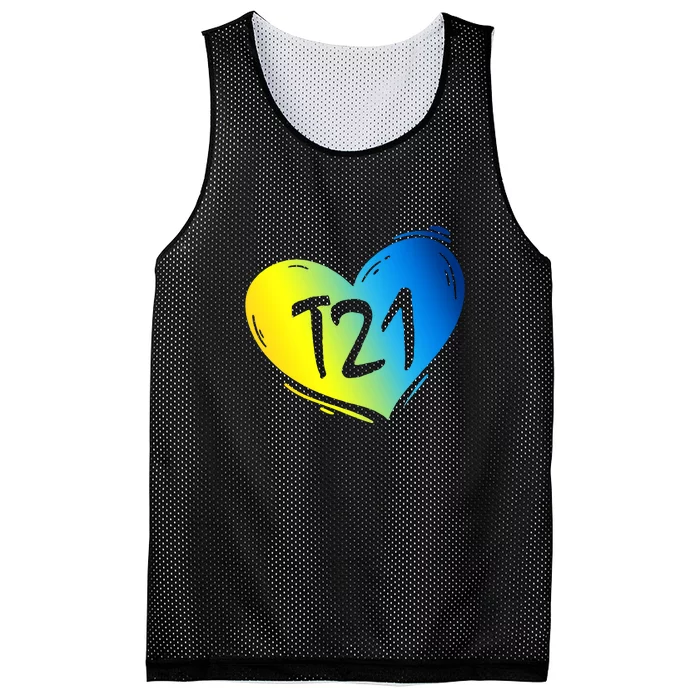 Heart T21 Down Syndrome Awareness Day Gift Mesh Reversible Basketball Jersey Tank