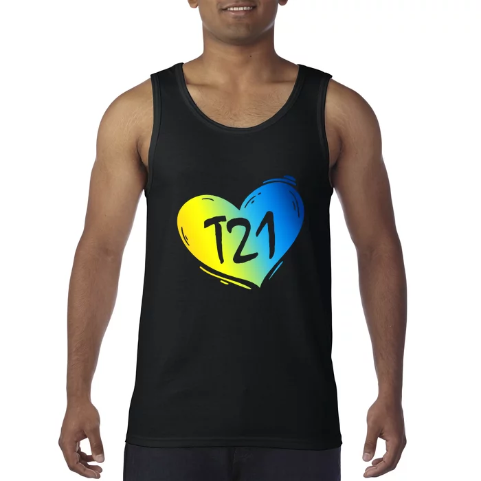 Heart T21 Down Syndrome Awareness Day Gift Tank Top