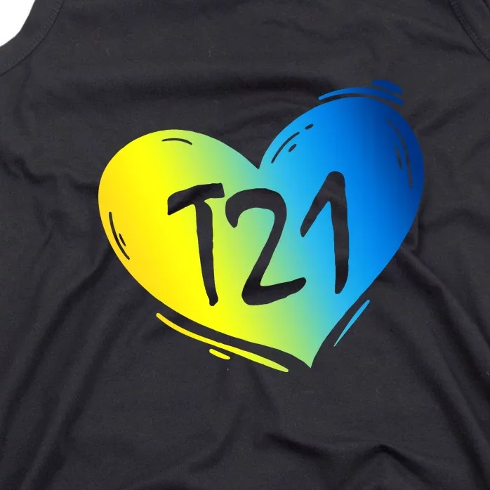 Heart T21 Down Syndrome Awareness Day Gift Tank Top