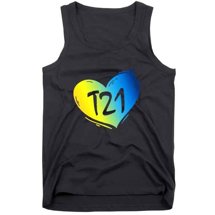 Heart T21 Down Syndrome Awareness Day Gift Tank Top