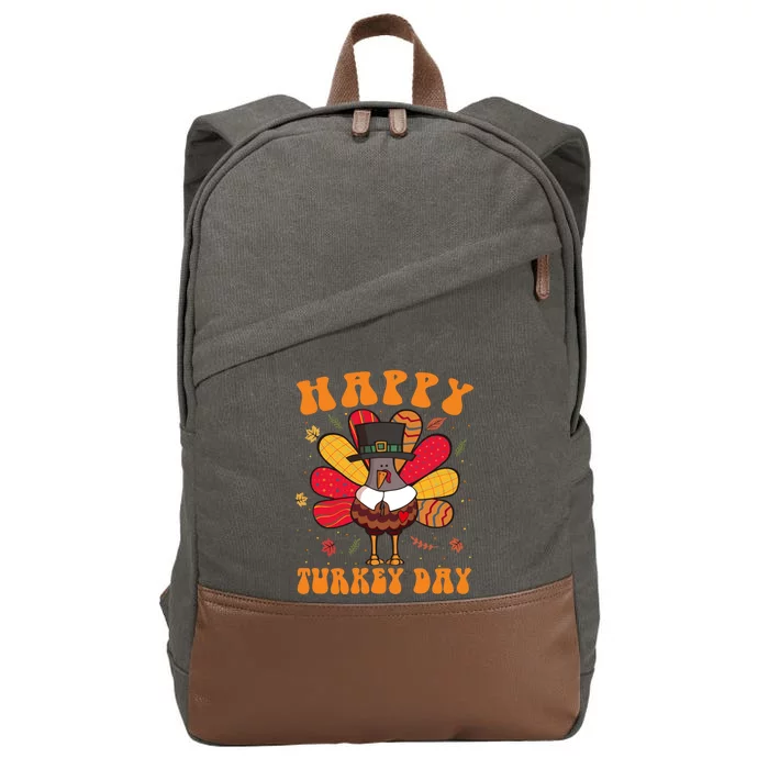 Happy Turkey Day Cute Little Pilgrim Thanksgiving Costume Gift Cotton Canvas Backpack