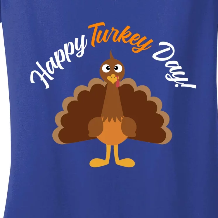 Happy Turkey Day Thanksgiving Gift Women's V-Neck T-Shirt