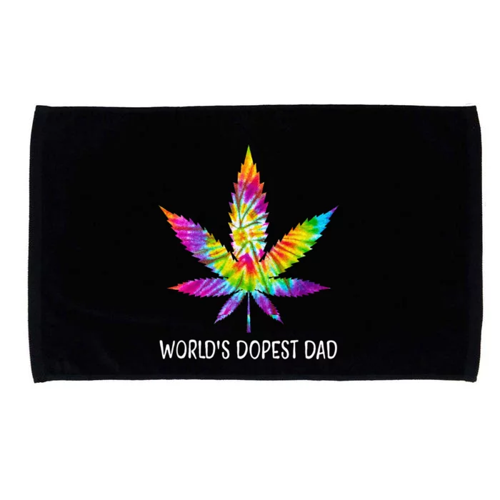 Hippie Tie Dye 420 Worlds Dopest Dad Funny Marijuana Leaf Microfiber Hand Towel