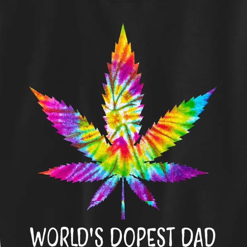 Hippie Tie Dye 420 Worlds Dopest Dad Funny Marijuana Leaf Kids Sweatshirt