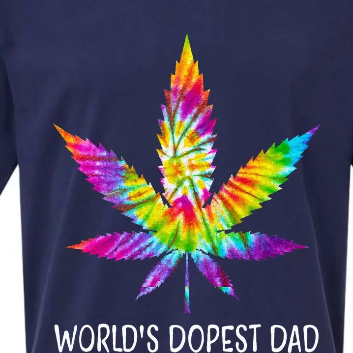 Hippie Tie Dye 420 Worlds Dopest Dad Funny Marijuana Leaf Sueded Cloud Jersey T-Shirt