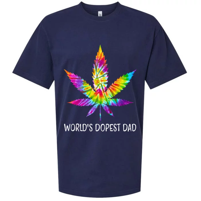 Hippie Tie Dye 420 Worlds Dopest Dad Funny Marijuana Leaf Sueded Cloud Jersey T-Shirt