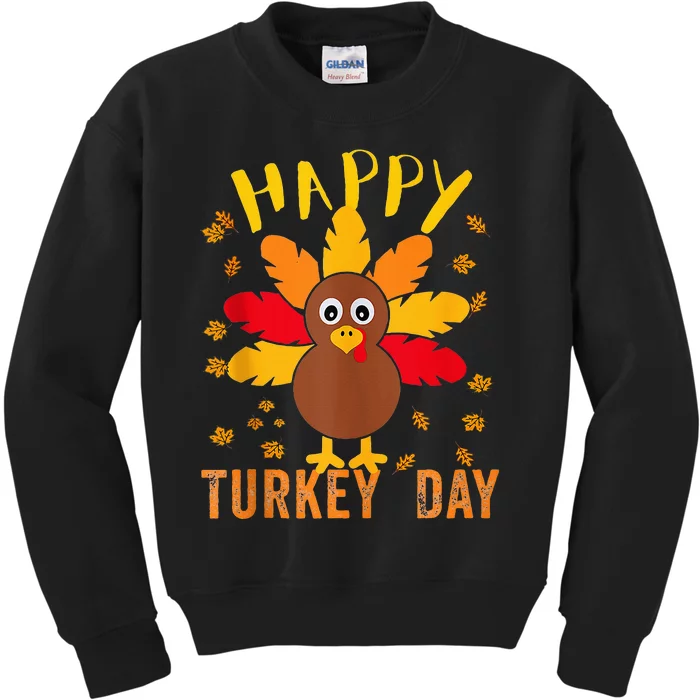 Happy Turkey Day Thanksgiving Cute Kids Sweatshirt