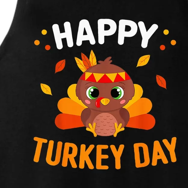 Happy Turkey Day Thanksgiving Gobble Ladies Tri-Blend Wicking Tank