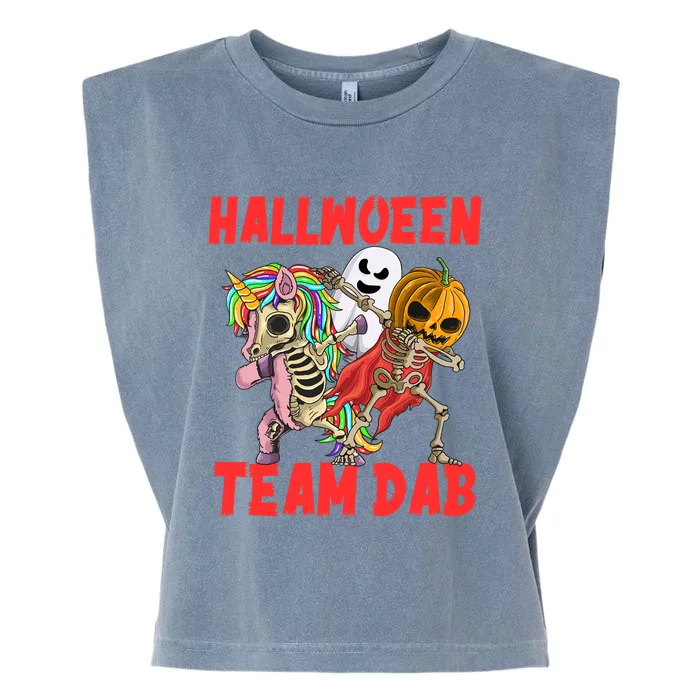 Halloween Team Dab Zombie Unicorn And Skeleton Pumpkin Great Gift Garment-Dyed Women's Muscle Tee