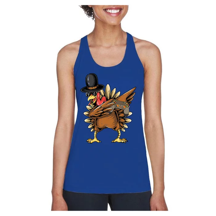 Happy Thanksgiving Dabbing Gamer Turkey Cool Gift Women's Racerback Tank