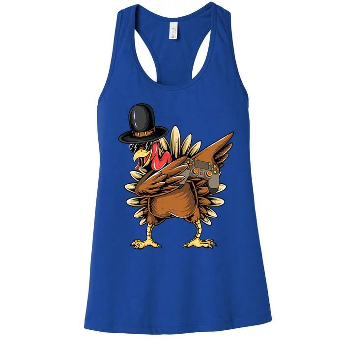 Happy Thanksgiving Dabbing Gamer Turkey Cool Gift Women's Racerback Tank