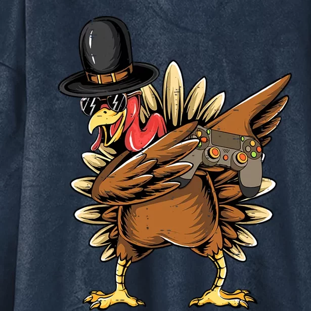 Happy Thanksgiving Dabbing Gamer Turkey Cool Gift Hooded Wearable Blanket