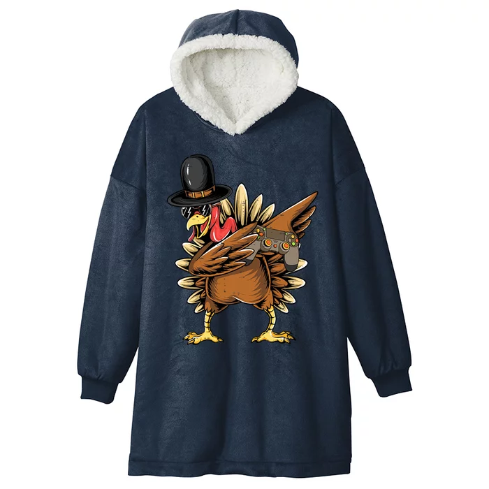 Happy Thanksgiving Dabbing Gamer Turkey Cool Gift Hooded Wearable Blanket