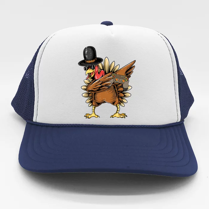 Happy Thanksgiving Dabbing Gamer Turkey Cool Gift Trucker Hat