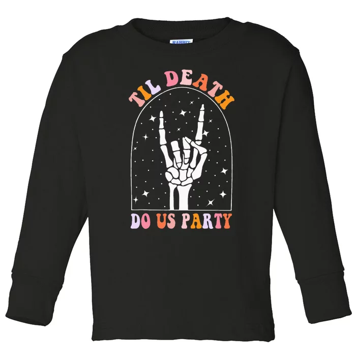 Halloween Til Death Do Us Party Retro Bachelorette Matching Toddler Long Sleeve Shirt