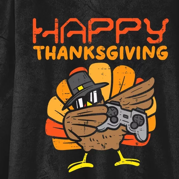 Happy Thanksgiving Dabbing Dance Gamer Turkey Hooded Wearable Blanket