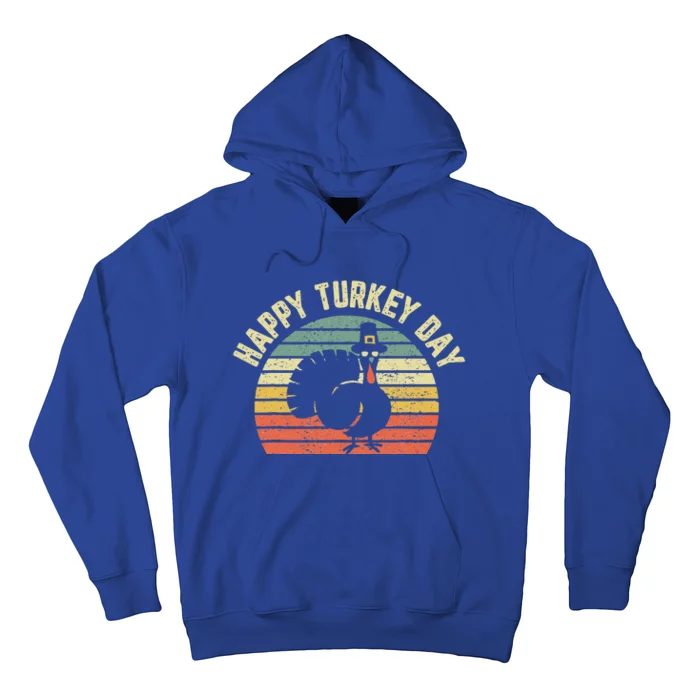 Happy Turkey Day Cool Turkey Retro Thanksgiving Hoodie