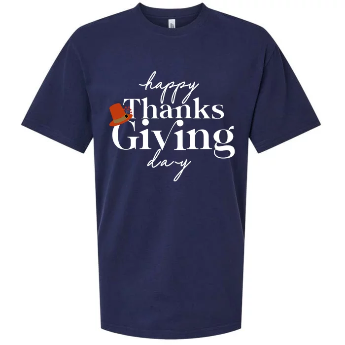 Happy Thanksgiving Day Sueded Cloud Jersey T-Shirt