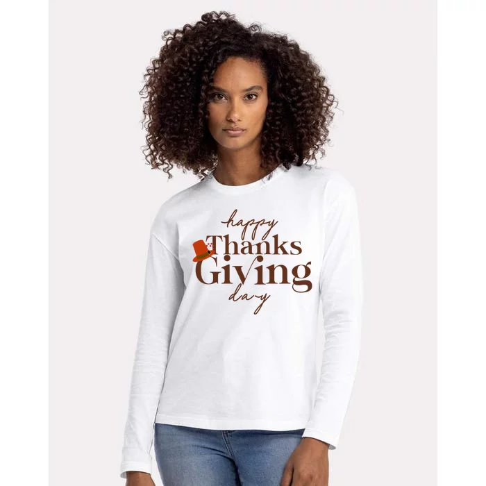 Happy Thanksgiving Day Womens Cotton Relaxed Long Sleeve T-Shirt