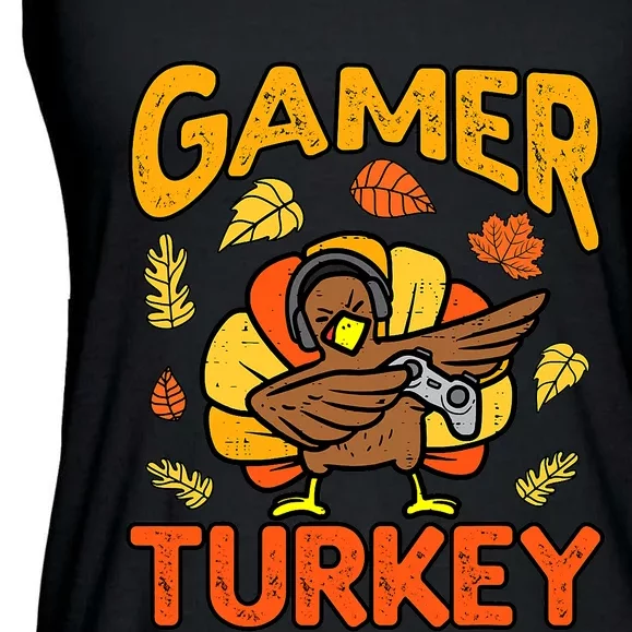 Happy Thanksgiving Dabbing Gamer Turkey Boys Ladies Essential Flowy Tank