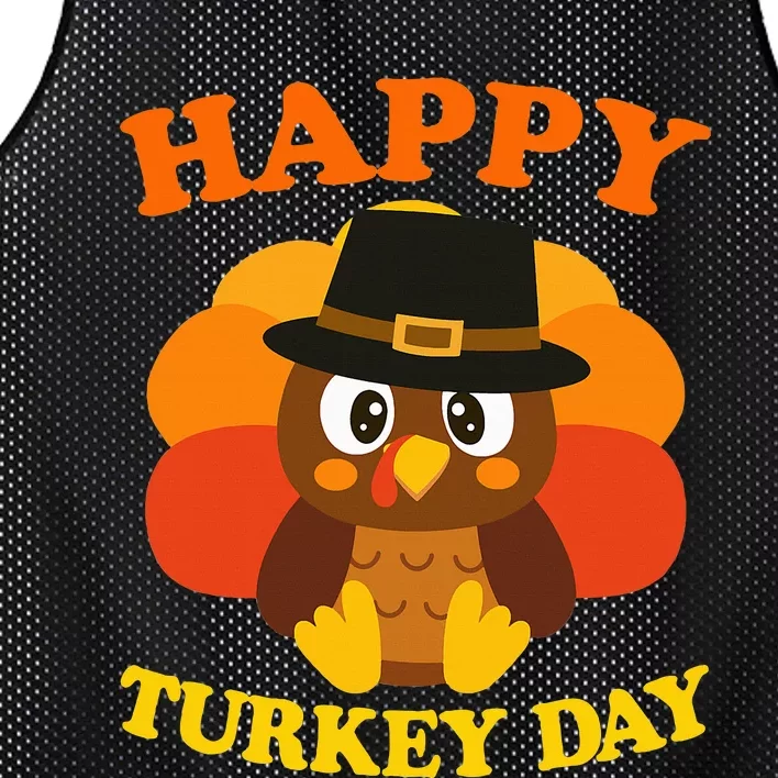 Happy Turkey Day Cute Little Pilgrim Gift Thanksgiving Mesh Reversible Basketball Jersey Tank