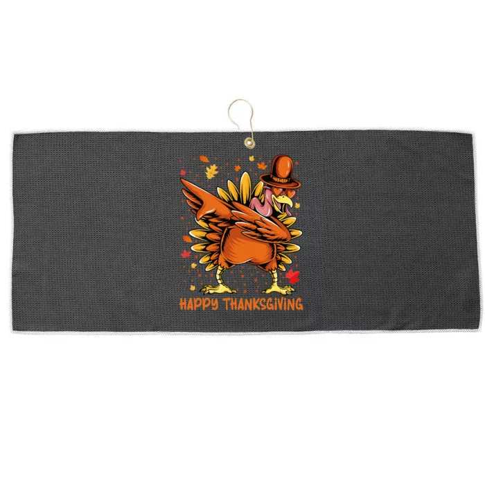 Happy Thanksgiving Dabbing Turkey Day Pilgrim Large Microfiber Waffle Golf Towel