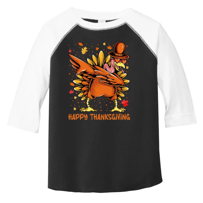 Happy Thanksgiving Dabbing Turkey Day Pilgrim Toddler Fine Jersey T-Shirt