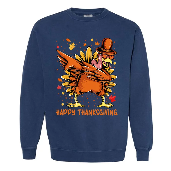 Happy Thanksgiving Dabbing Turkey Day Pilgrim Garment-Dyed Sweatshirt