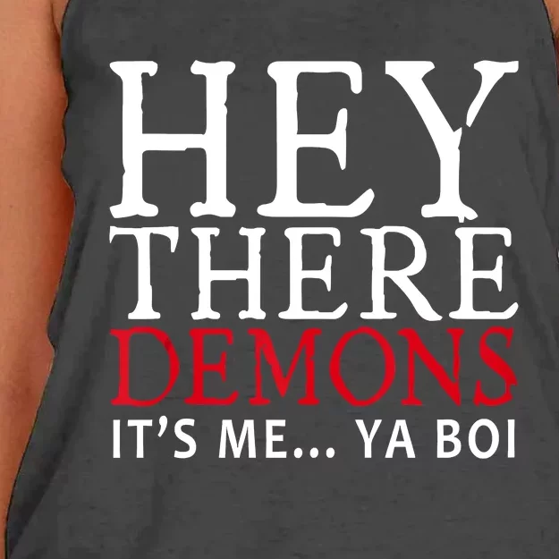 Hey There Demons It's Me Ya Boy Funny Women's Knotted Racerback Tank