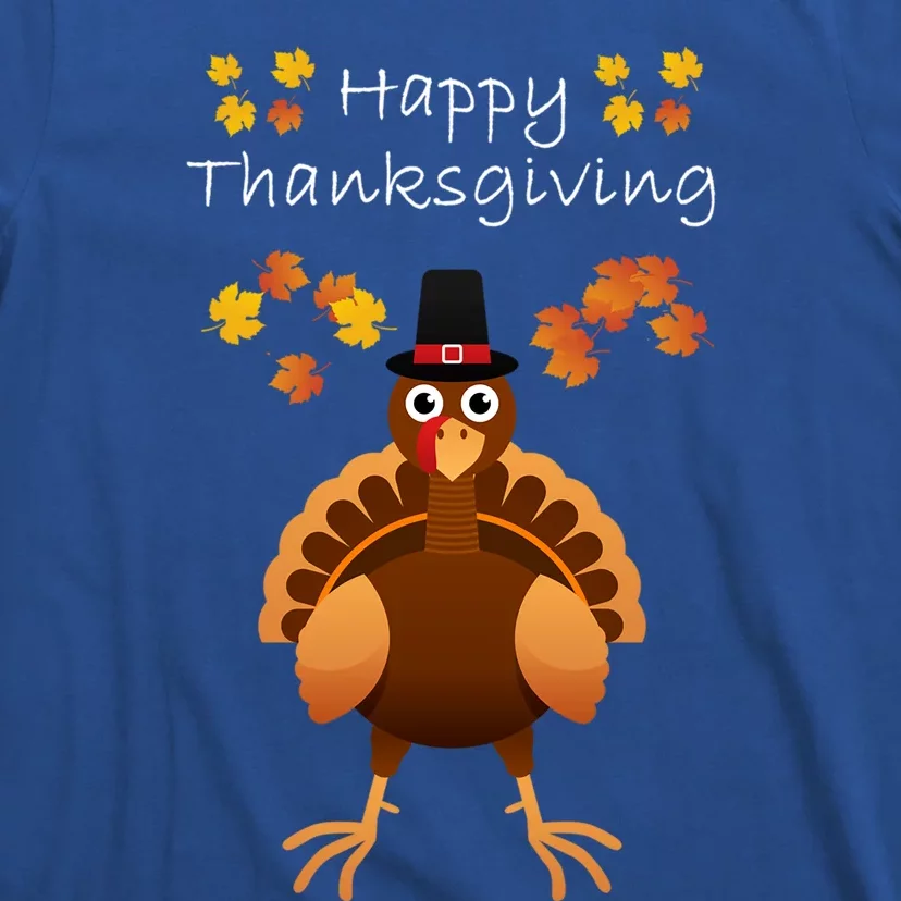 Happy Thanksgiving Day Funny Cute Pilgrim Turkey Gift T-Shirt