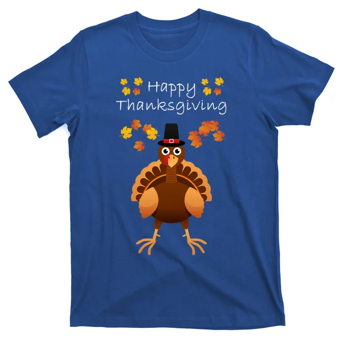 Happy Thanksgiving Day Funny Cute Pilgrim Turkey Gift T-Shirt