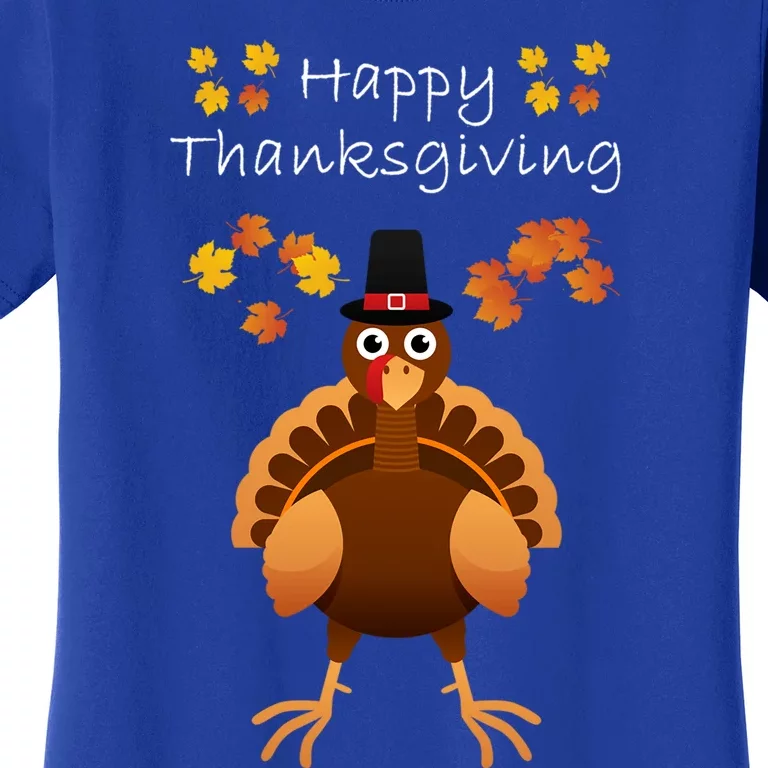 Happy Thanksgiving Day Funny Cute Pilgrim Turkey Gift Women's T-Shirt