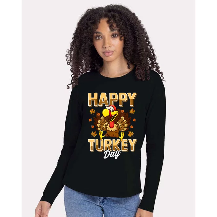 Happy Turkey Day Shirt Thanksgiving Day Holiday Gift Womens Cotton Relaxed Long Sleeve T-Shirt