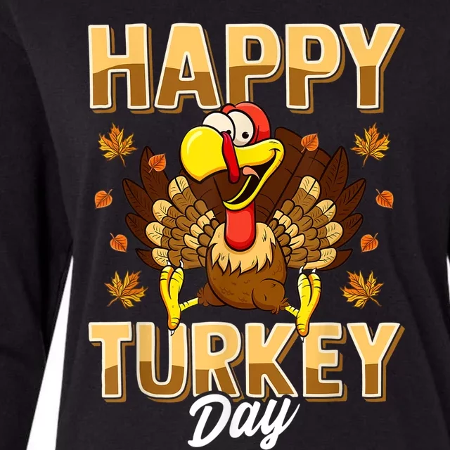 Happy Turkey Day Shirt Thanksgiving Day Holiday Gift Womens Cotton Relaxed Long Sleeve T-Shirt